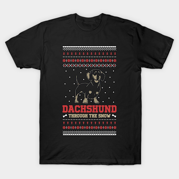 Dachshund Ugly Christmas Sweater Design T-shirt T-Shirt by newera